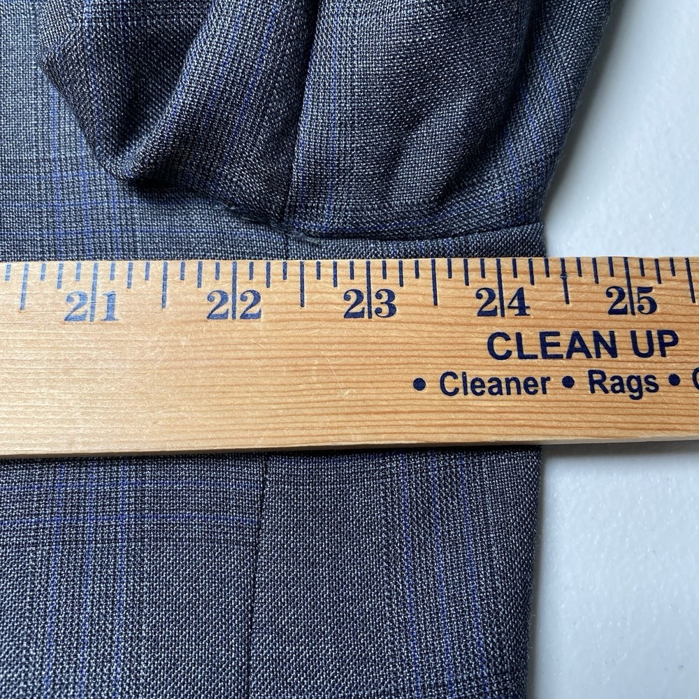 Peter Millar Blazer Sport Coat 48R 2B2V Wool Gray Blue Plaid - Picture 7 of 16